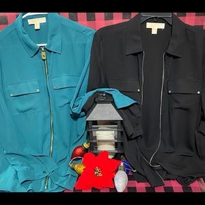 2-NWOT ZIP UP TOPS LARGE MICHAEL KORS